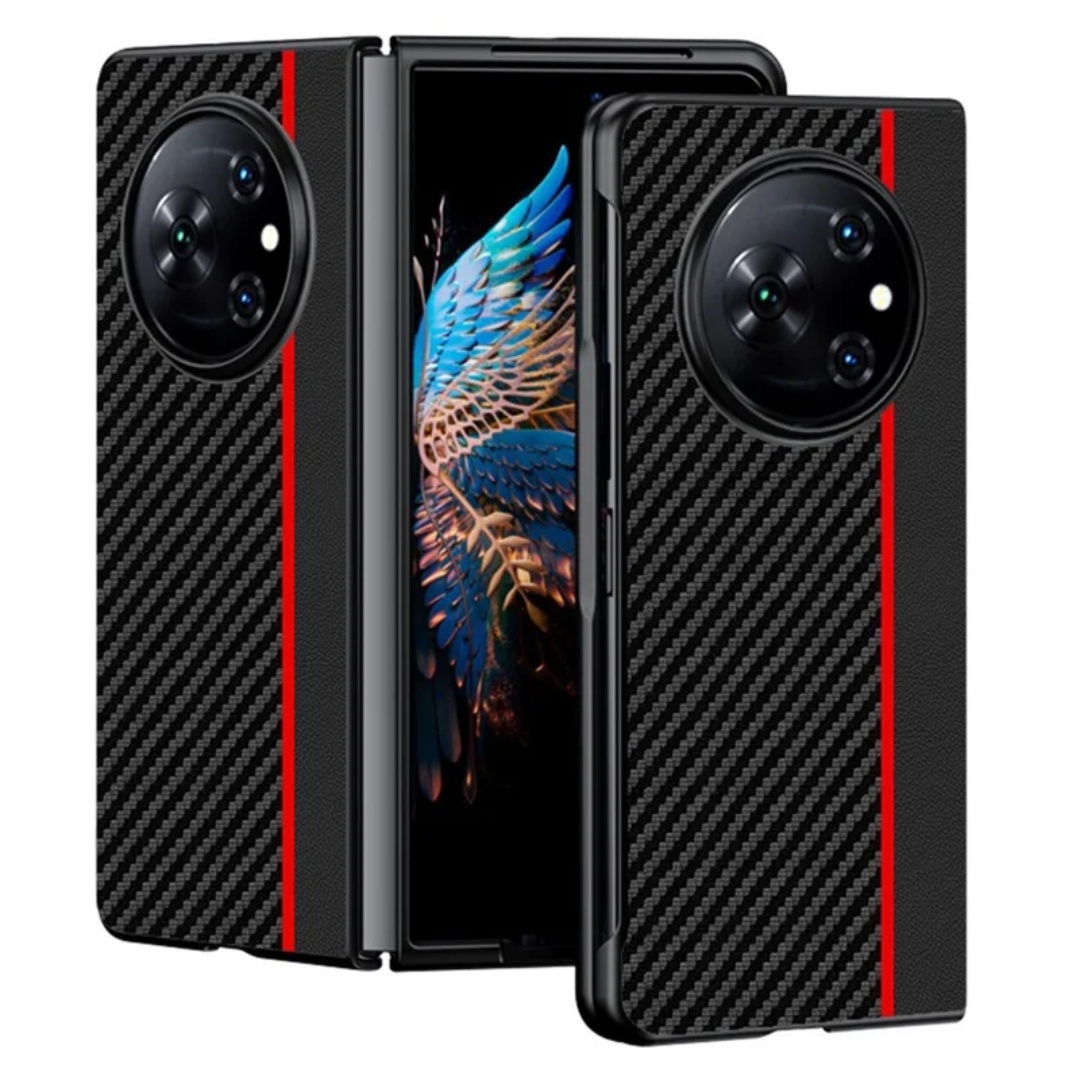TECNO-Phantom-V-Fold-Carbon-Fiber-Leather-Case.jpg Tecno Phantom V Fold Carbon Fiber & Leather Case - Image 1