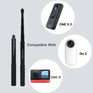  Invisible Selfie Stick for Insta360 X3/ONE RS/R/X2/X/GO2 -  Extendable to 114cm : Cell Phones & Accessories