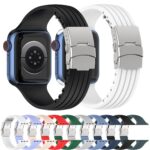 Silicone Strap Butterfly Buckle Band For Apple Watch 42 44 45 49mm