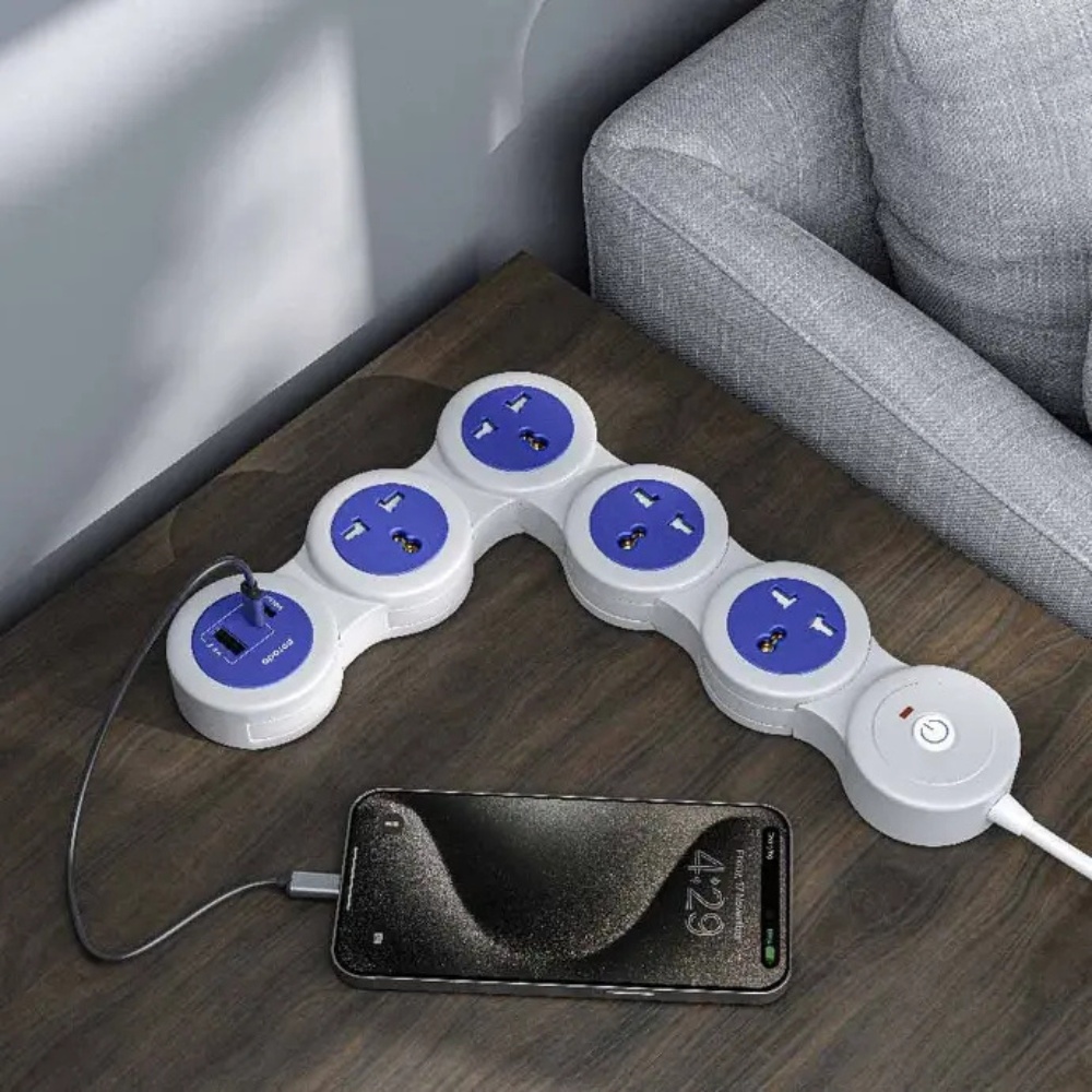 Porodo 2500W USB-A Type-C and 4 AC Multiport Socket Strip - Image 3