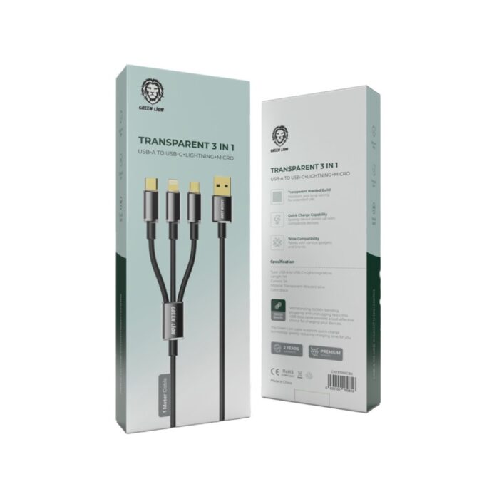 Green Lion Transparent 3 in 1 Braided Cable - Image 2