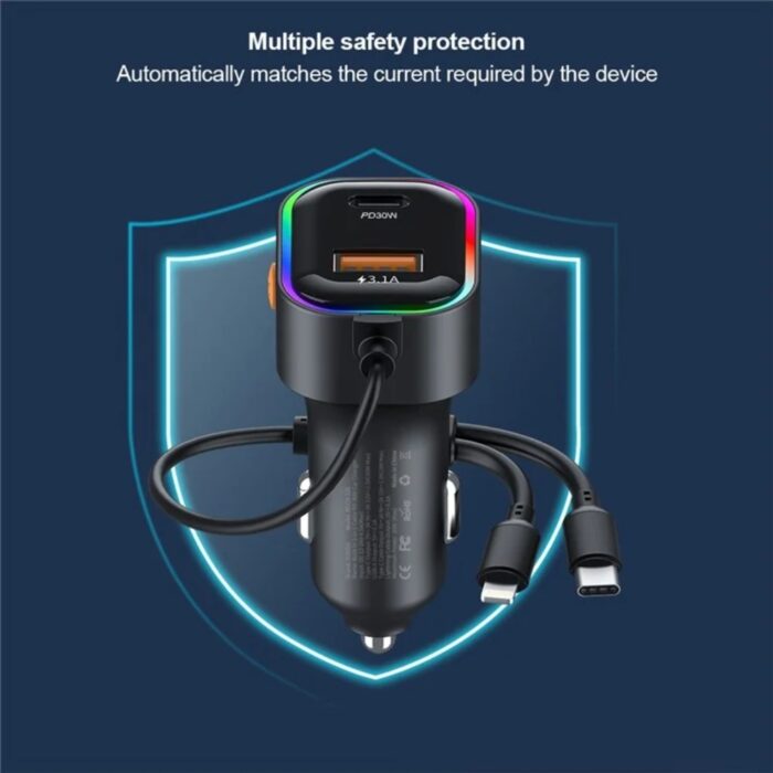 Xundd XDCH-106 Car Charger - PD30W Dual Cable Auto Adapter Fast Charging - Image 7