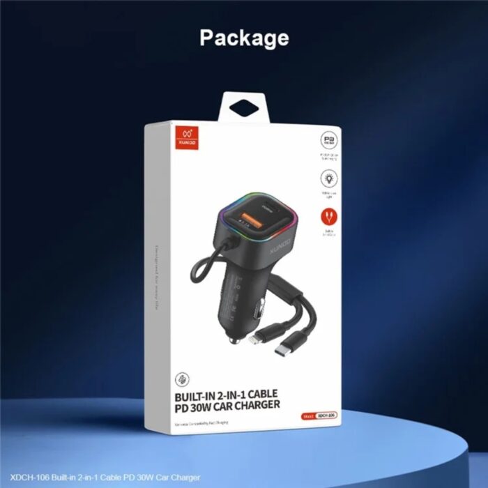 Xundd XDCH-106 Car Charger - PD30W Dual Cable Auto Adapter Fast Charging - Image 9