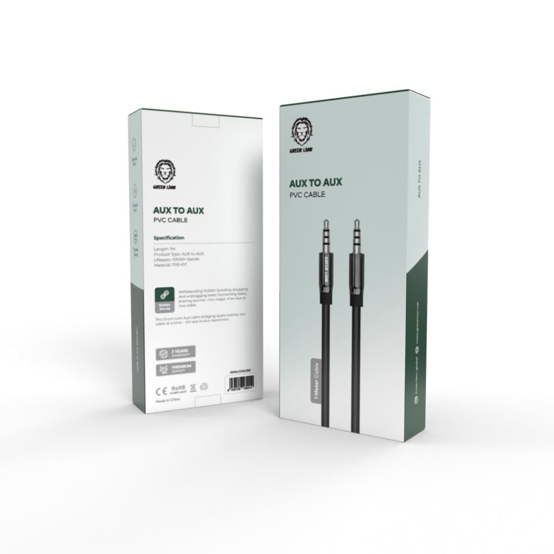 YESIDO KR19 2 in 1 Button Clip-On Microphone 100m Range Wireless Lavalier Mic Set (10) Green Lion AUX to AUX pvc cable 1m - Image 1