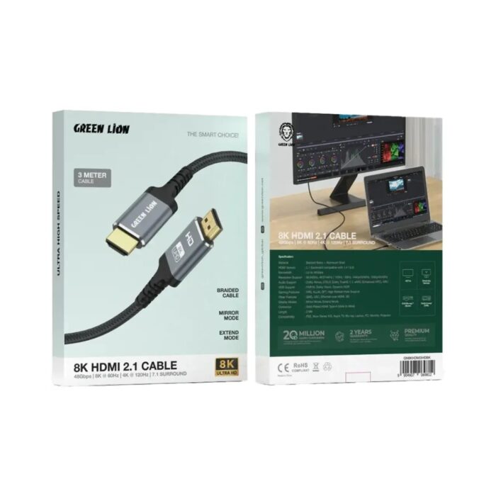 Green Lion 8K HDMI to HDMI Cable with 48Gbps Bandwidth & 3m Length - Image 2