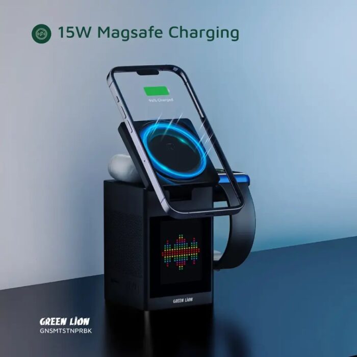 Green Lion Smart Station Pro LCD Display Wireless Charger with Speaker - Image 3