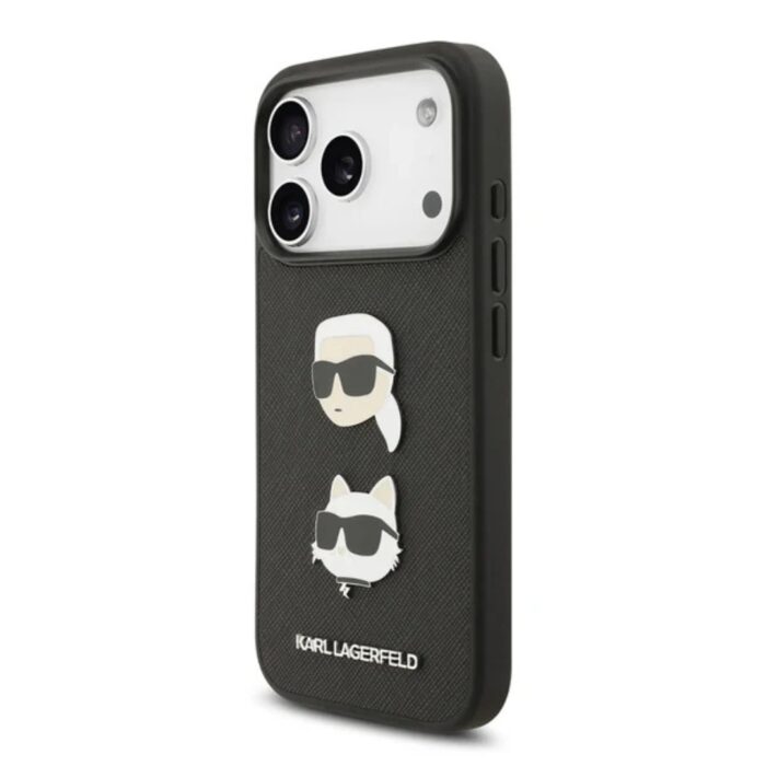 Karl Lagerfeld Leather Case with Karl & Choupette Head Pins for iPhone 17 Pro Max - Image 3