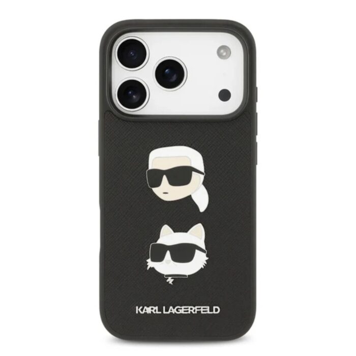 Karl Lagerfeld Leather Case with Karl & Choupette Head Pins for iPhone 17 Pro Max - Image 2