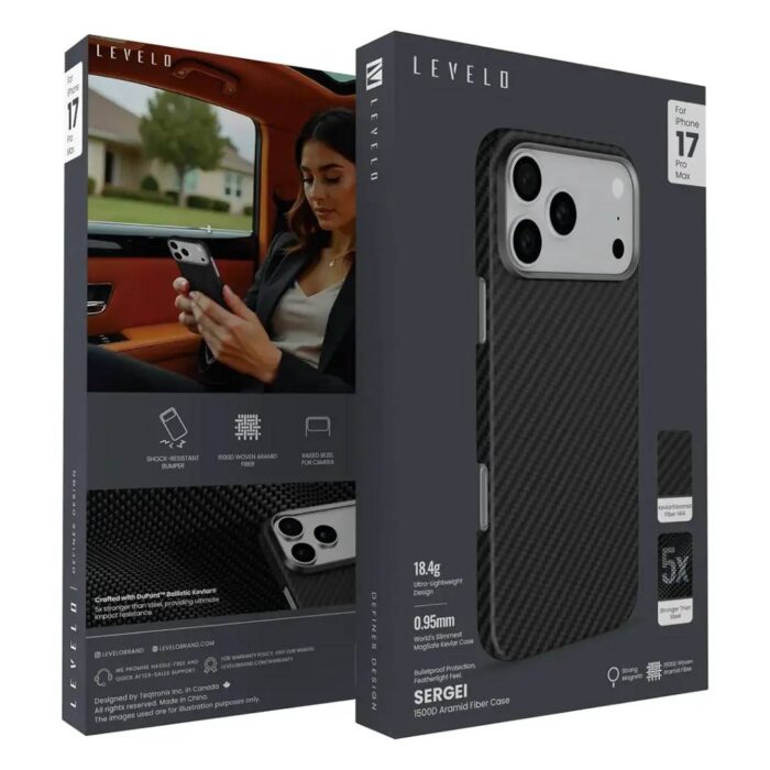 Levelo Sergei 1500D Aramid Fiber Case for iPhone 17 Pro Max - Image 6