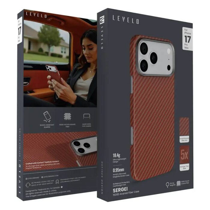 Levelo Sergei 1500D Aramid Fiber Case for iPhone 17 Pro Max - Image 3