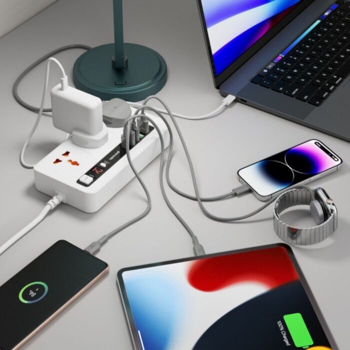Porodo Multi-Port Power HUB 4 USB-A/USB-C Ultimate Home & Office Kit 2M - Image 2