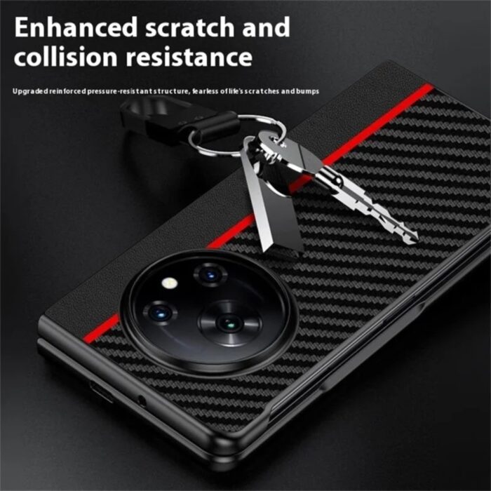 Tecno Phantom V Fold Carbon Fiber & Leather Case - Image 2
