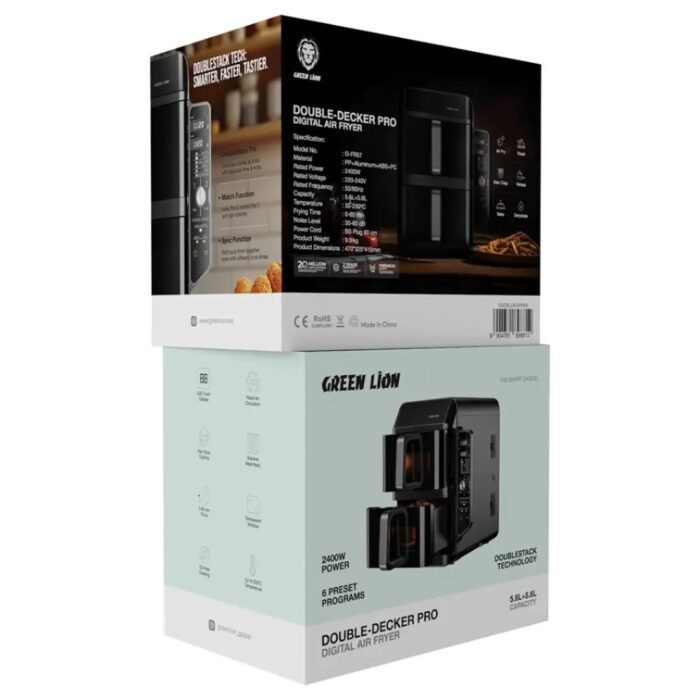 Green Lion Double-Decker Pro Digital Air Fryer 10.2L - Image 5