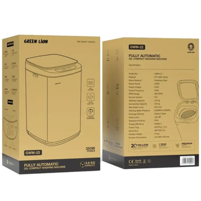 Green Lion Fully Automatic 22L Compact Washing Machine - Image 2