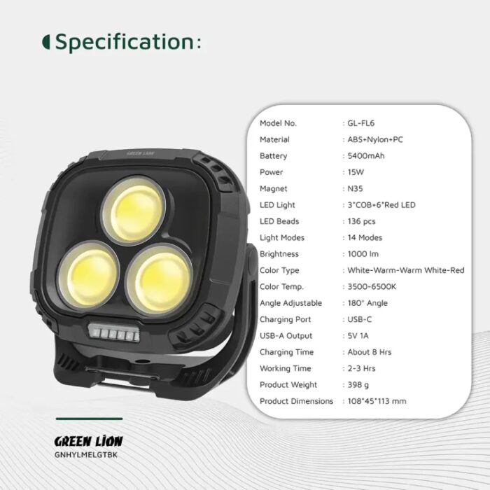 Green Lion Hyper Lume Working Light 1000lm - Image 4