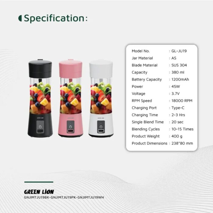 Green Lion Juice Mate Portable Juicer 380mL - Image 12