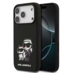 Karl Lagerfeld Liquid Silicone Case with Karl & Choupette Sketch for iPhone 17 Pro Max