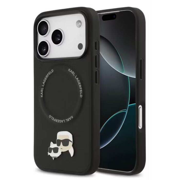 Karl Lagerfeld PU Leather Case with Karl & Choupette Head Pins for iPhone 17 Pro Max - Image 2