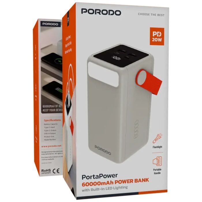 Porodo PortaPower 60000mAh Power Bank with Built-In LED Lighting - Image 3