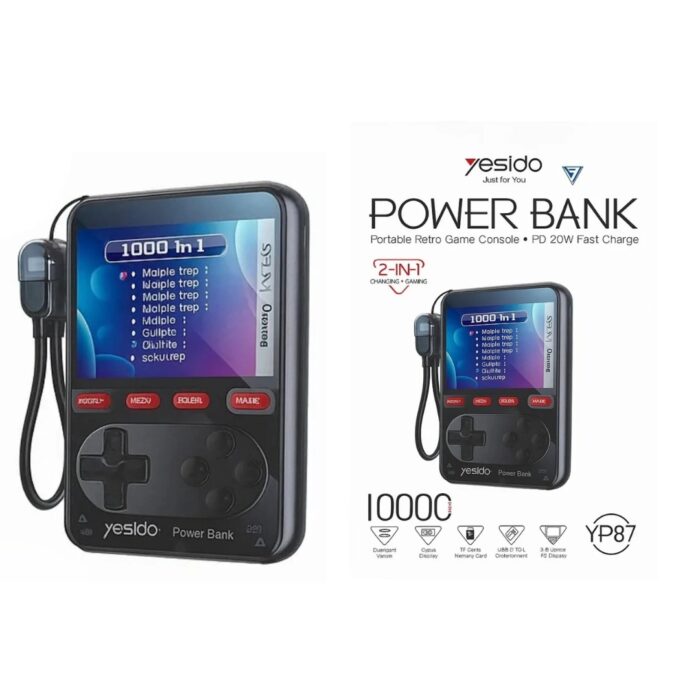 Yesido YP87 2in1 PD 20W 10000mAh Power Bank with Portable Retro Game Console - Image 2