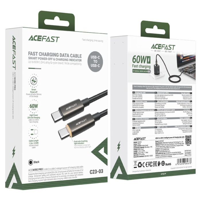 Acefast Charging Data C23-03 USB-C to USB-C 60W Cable - Image 6