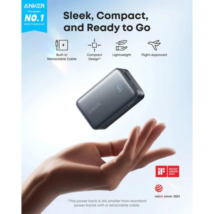Anker Nano Power Bank (10K, 45W, Built-In Retractable USB-C Cable) - Image 2
