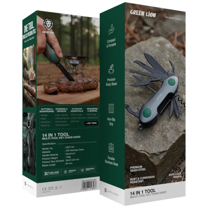 Green Lion 14 In 1 Multi Tool Key Chain Knife - Image 3