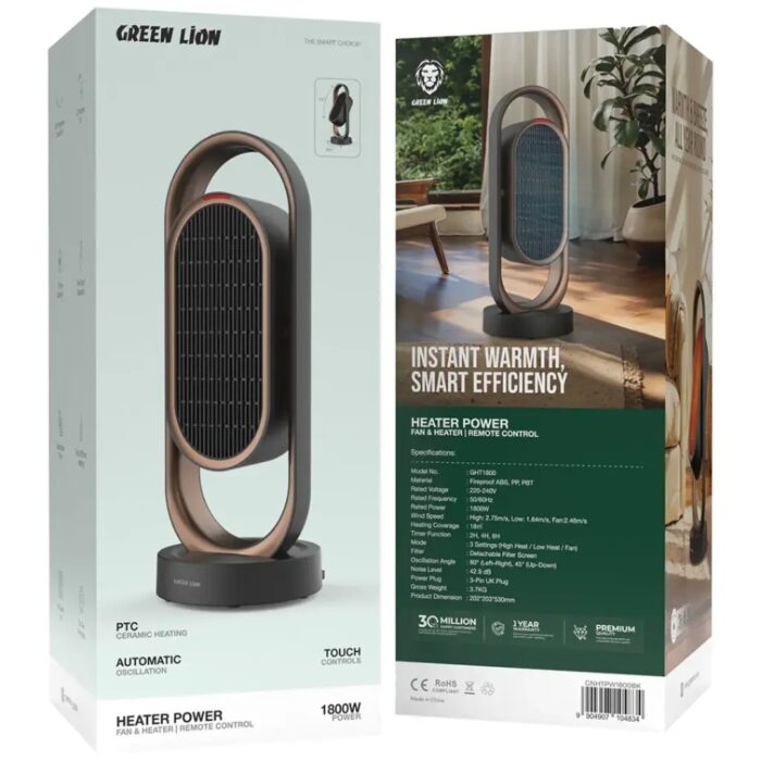 Green Lion Heater Power Fan with Remote Control - Image 2