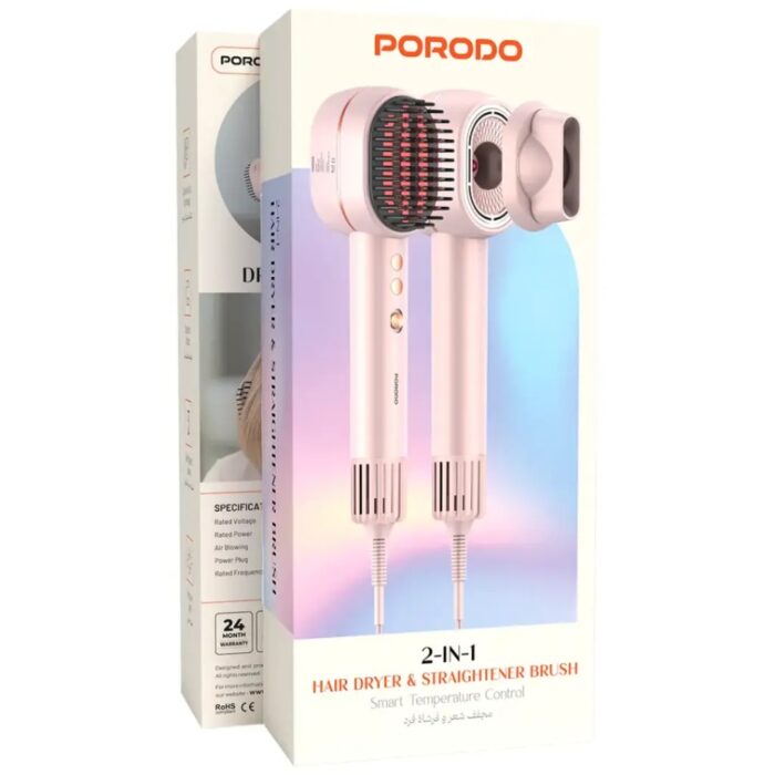 Porodo 2 In 1 Hair Dryer & Straightener Brush - Image 5