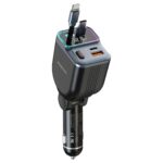 Porodo 65W Car Charger Dual Retractable Cable - Image 2