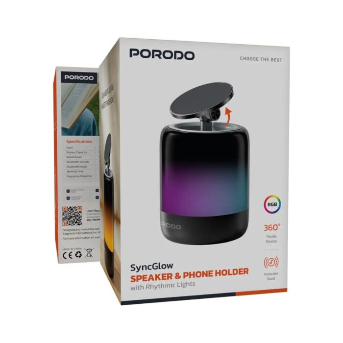 Porodo SyncGlow Speaker & Phone Holder with Rhythmic Lights - Image 2