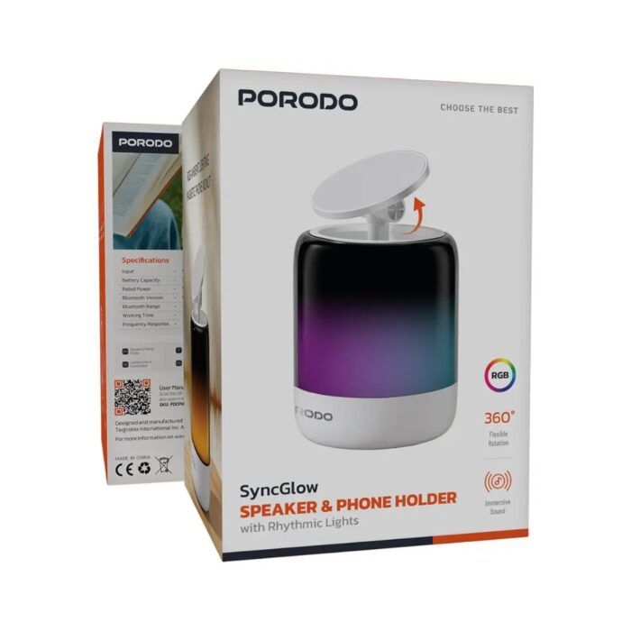 Porodo SyncGlow Speaker & Phone Holder with Rhythmic Lights - Image 5