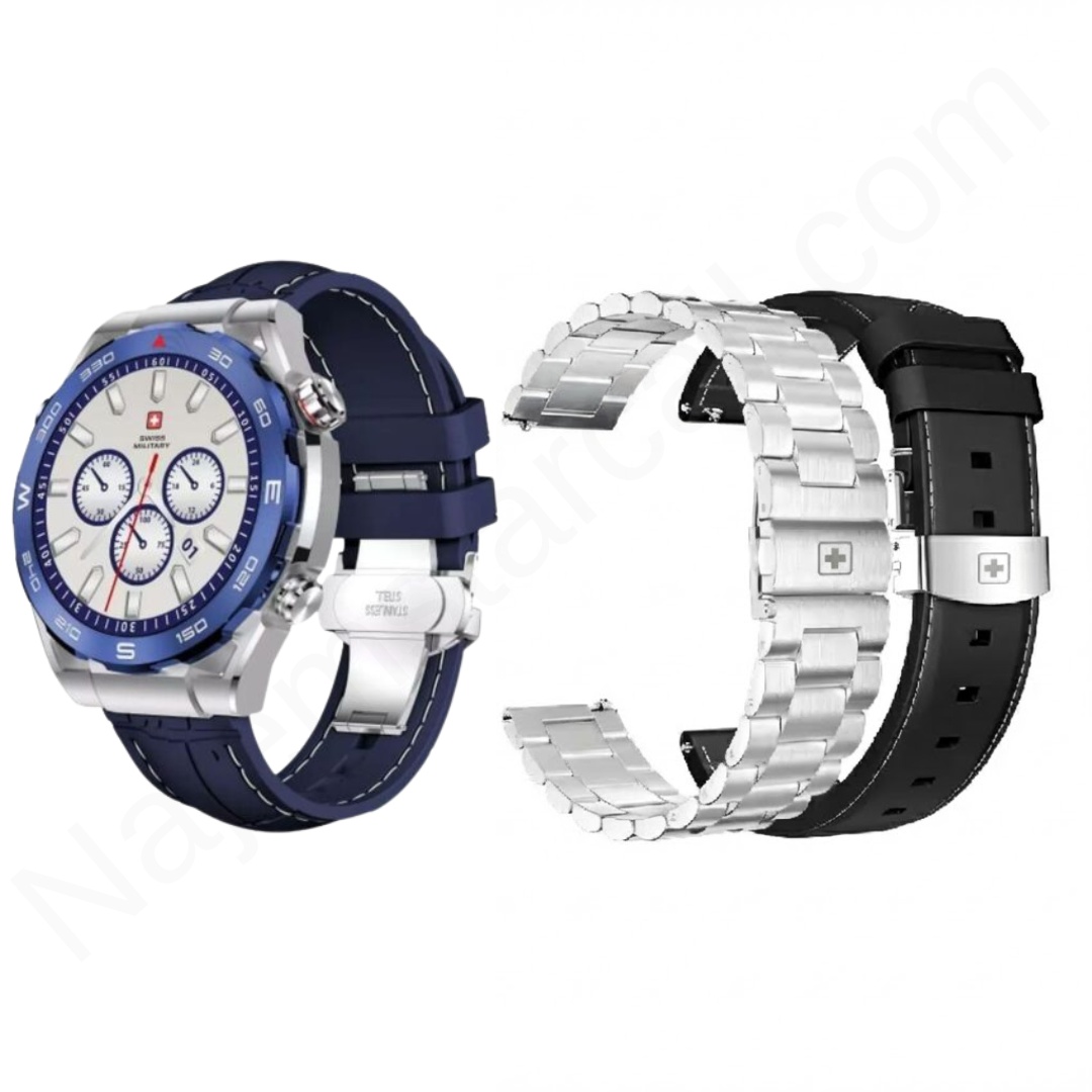 Swiss-Military-Smartwatch-DOM-3-With-2-Premium-Straps.jpg Swiss Military Smartwatch DOM 3 With 2 Premium Straps - Image 1