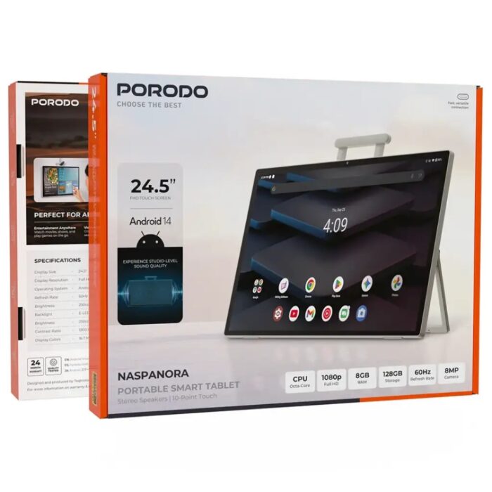 Porodo Naspanora Portable Smart Tablet with Stereo Speakers & 10-Point Touch - Image 5