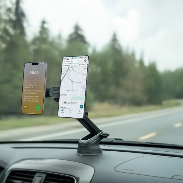 Porodo Dax-L Dual MagSafe Car Phone Mount with Adjustable Telescopic Arm - Image 3