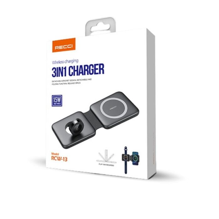 Recci Magnetic Wireless Charging 3 IN 1 Charger RCW-13 - Image 6