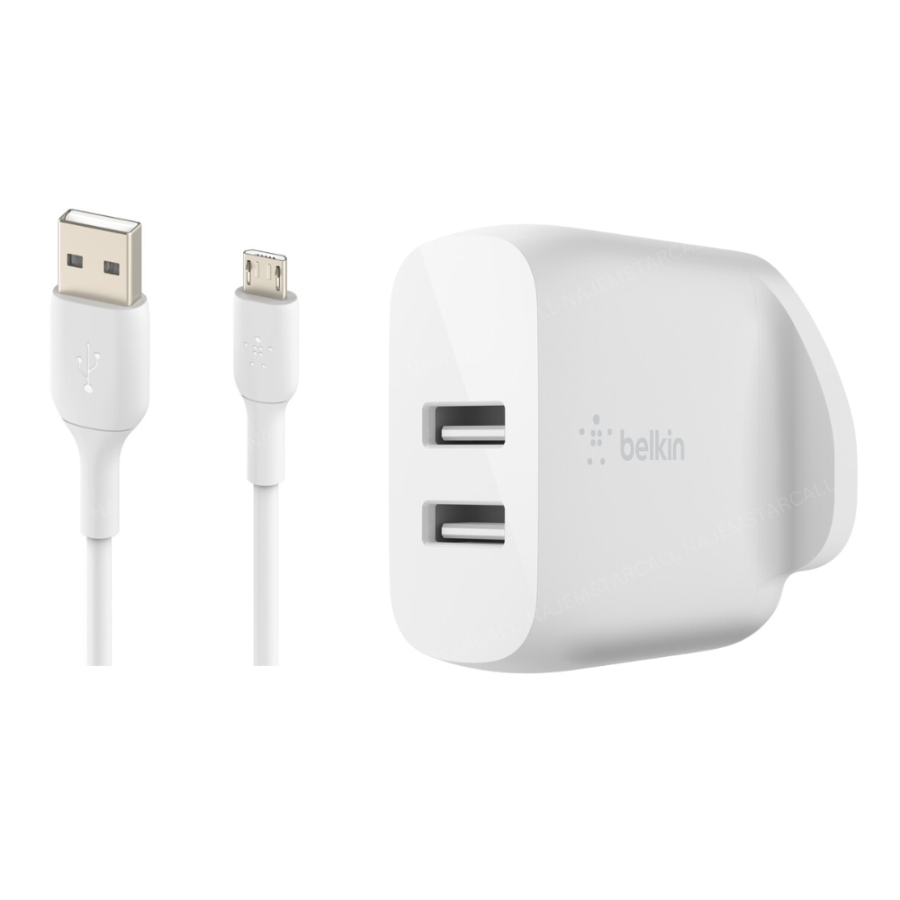 Belkin-USB-A-Wall-Charger-24W-with-micro-USB-Cable.jpg Belkin USB-A Wall Charger 24W with micro USB Cable - Image 1