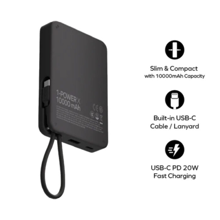 Momax 1-Power X Power Bank 10000mAh With Built-in USB-C Cable - Image 2
