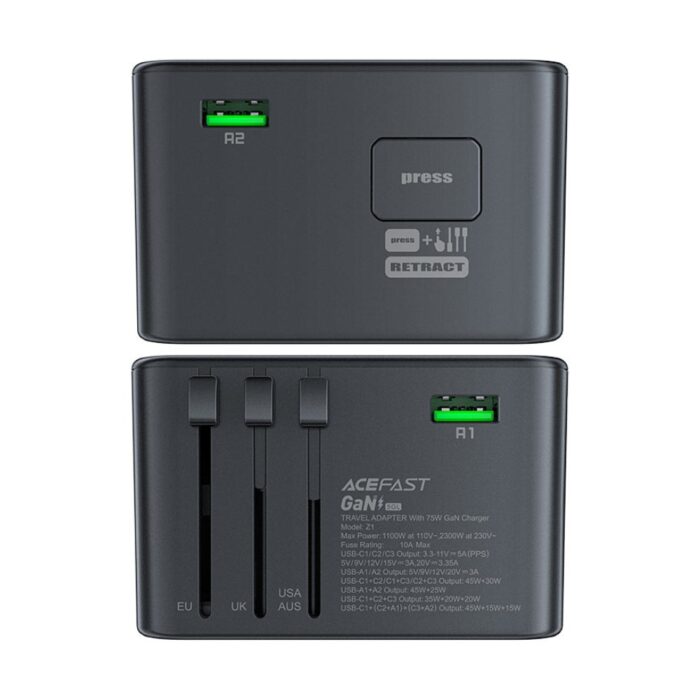 Acefast 2300W PD 75W GaN Travel Plug Adapter Z1 - Image 6