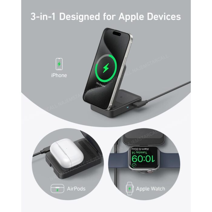 Anker MagGo Wireless Charging Station (Foldable 3-in-1) - Image 8