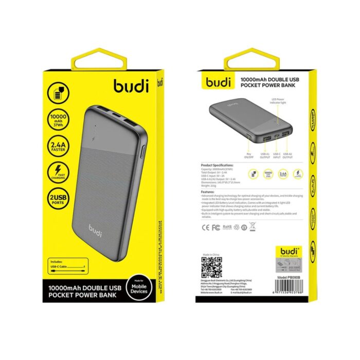 Budi 10000mAh Double USB Pocket Power Bank - Image 4