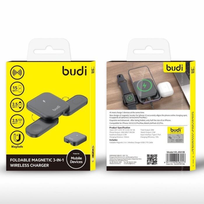 Budi Foldable Magnetic 3 in 1 Wireless Charger - Image 8