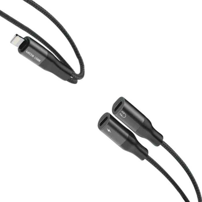 Green Lion 2 In 1 Audio and Charging Splitter Adapter Lightning - Image 2