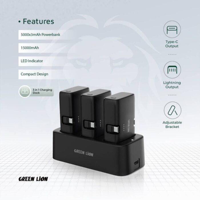 Green Lion 3 In 1 Power Bank Station - Image 2