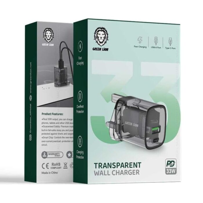 Green Lion 33W Transparent Wall Charger UK - Image 2