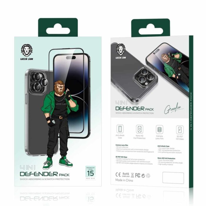 Green Lion 4 in 1 Defender Pack for iPhone 15 Pro Max - Image 5