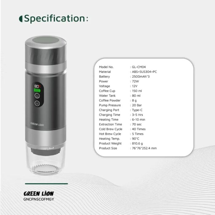 Green Lion Campinas Portable Coffee Maker 80mL - Image 6