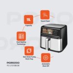 Porodo Lifestyle Large Capacity Air Fryer 11L - Image 3