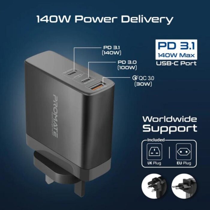 Promate 140W Power Delivery 3.1 GaN Charger - Image 5