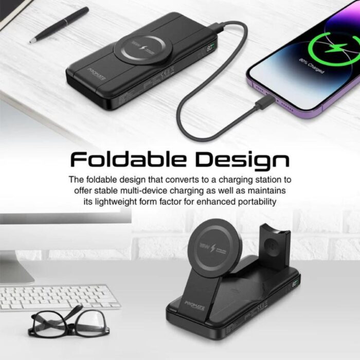 Promate 5 in 1 PowerPack Fold MagSafe Wireless Charger - Image 4